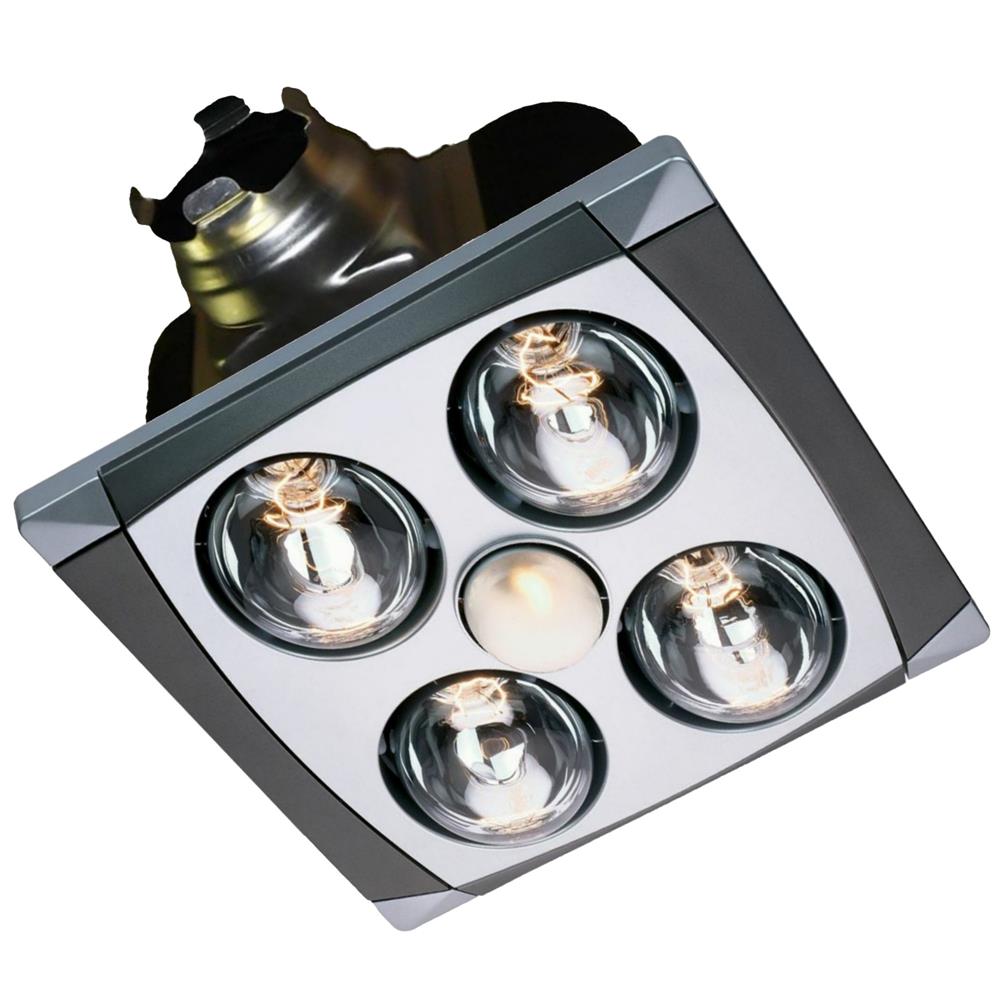 Aero Pure Fans A716A MC Quiet 4 Bulb Heater with LED & Ventilation - Matte Chrome in Matte Chrome Trim
